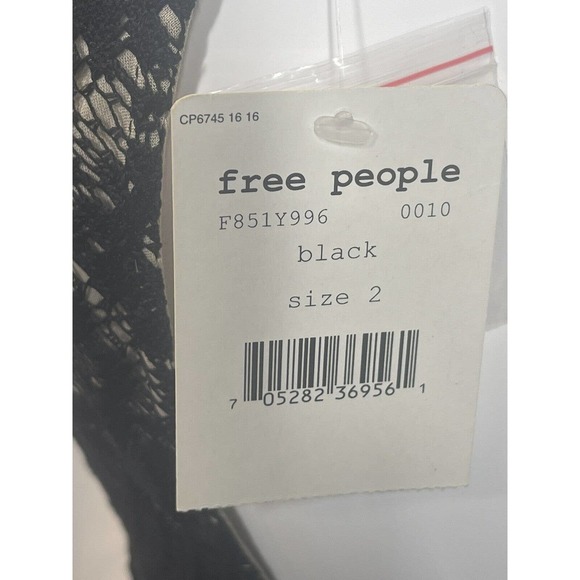 NEW NWT Free People Black Lace Overlay Nude Mini Dress size 2 Fit and Flare - Picture 4 of 6